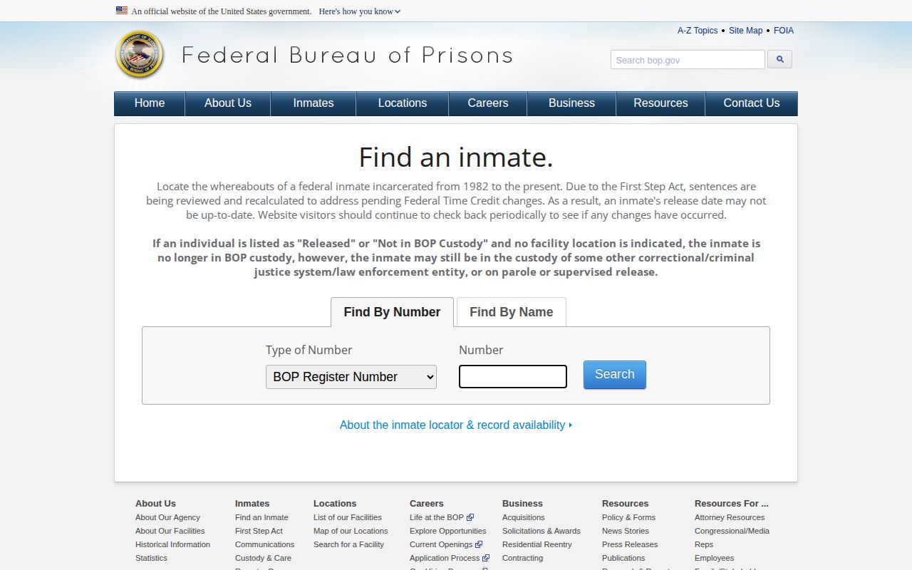 Jasper County arrest record reference, federal custody locator